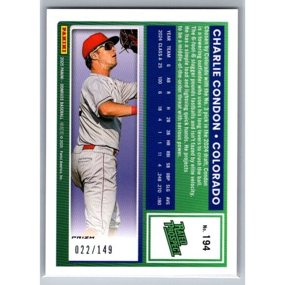 2025 Donruss - Flex Emoji Border Charlie Condon /149 SSP Colorado Rockies - Picture 2 of 2